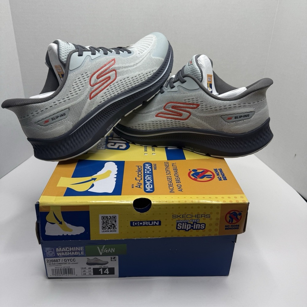 Skechers GO RUN Consistent 2.0 Lockhart Slip Ins Gray Mens 14 220887/GYCC